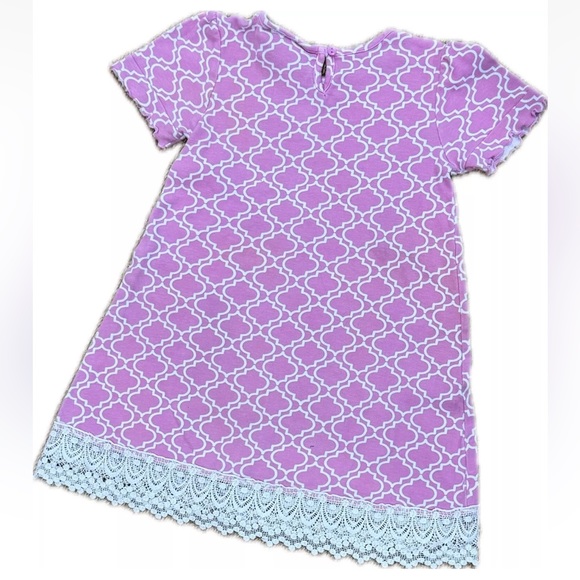 RARE EDITIONS Girls Pink Printed Dress With Lace Bottom SIZE 6X - Picture 3 of 7